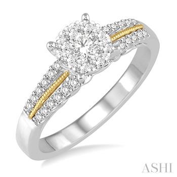 14 Karat Two-Tone  Lovebright Ring With 33=0.40Tw Round H/I Si2-3 Diamonds