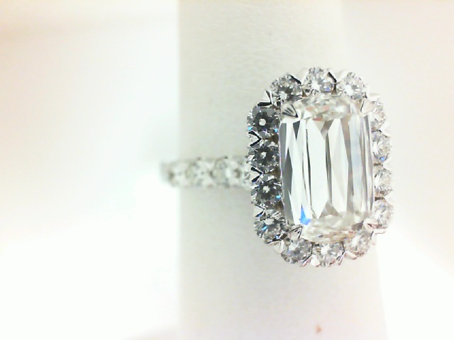 Christopher Designs:18 Karat White Gold Ring With One 1.36Ct Criss Cut G Si1 Diamond And 22=0.78Tw Round Diamonds