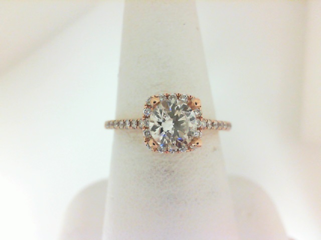 14 Karat Rose Gold  Ring With 30=0.24Tw Round G/H Si1 Diamonds And One 0.70Ct Round K/L Si2 Diamond