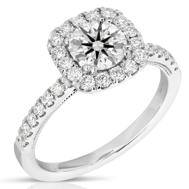 14 Karat White Gold 0.97 ct Round Brilliant Cut Diamond Halo Engagement 0.59 ct
size 6.5