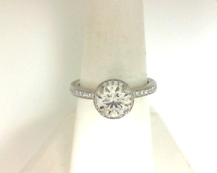 Heart on fire Platinum Engagement Ring With One 1.05Ct Hearts On Fire Round Diamond And 38=0.24Tw Hearts On Fire Round Diamonds