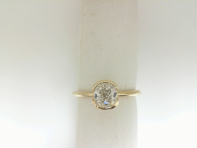 Forevermark 14 Karat Yellow Gold  1.00 Ct F SI1 Cushion Brilliant Diamond Half Bezel Set Enagagement Ring 
size 7
FM  878879