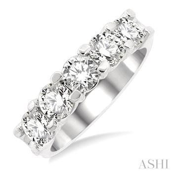 14 Karat White Gold 1.00 Ctw Round Cut Diamond 5 Stone Wedding Band