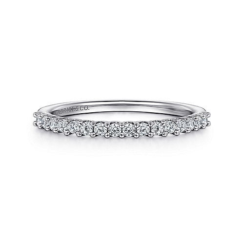 Gabriel & Co 14 Karat White Gold Diamond Shared Prong Set Band 0.24 Ct