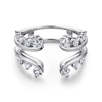 Gabriel & Co 14 Karat White Gold Round Brilliant Cut Diamond Ring Guard/Enhancer  0.80 Total Diamond Weight