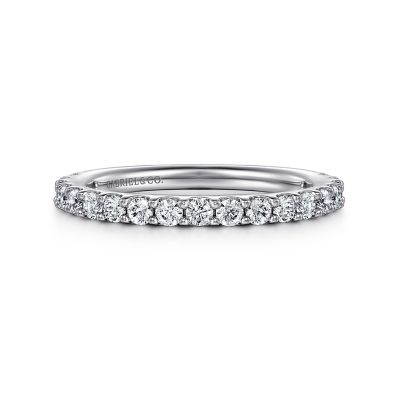 Gabriel & Co 14 Karat White Gold Shared Prong Diamond Band 0.74 Ct