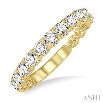 14 Karat Yellow Gold Round Brilliant Cut Diamond Prong Set Band 1.00 Ct