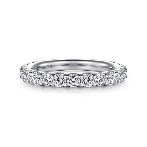 Gabriel & Co14 Kt White Gold Shared Prong Diamond Wedding Band 0.97Ctw