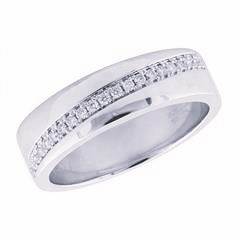 14 Karat White Gold Prong Set Wedding 6.0mm Band With 22=0.23Tw Round Diamonds
Ring Size: 10.25