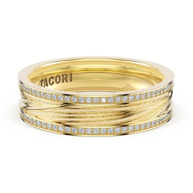 Tacori 14 Karat Yellow Gold 6.0 mm Petal Diamond Eternity Band 0.36 Ct
size 10.5
