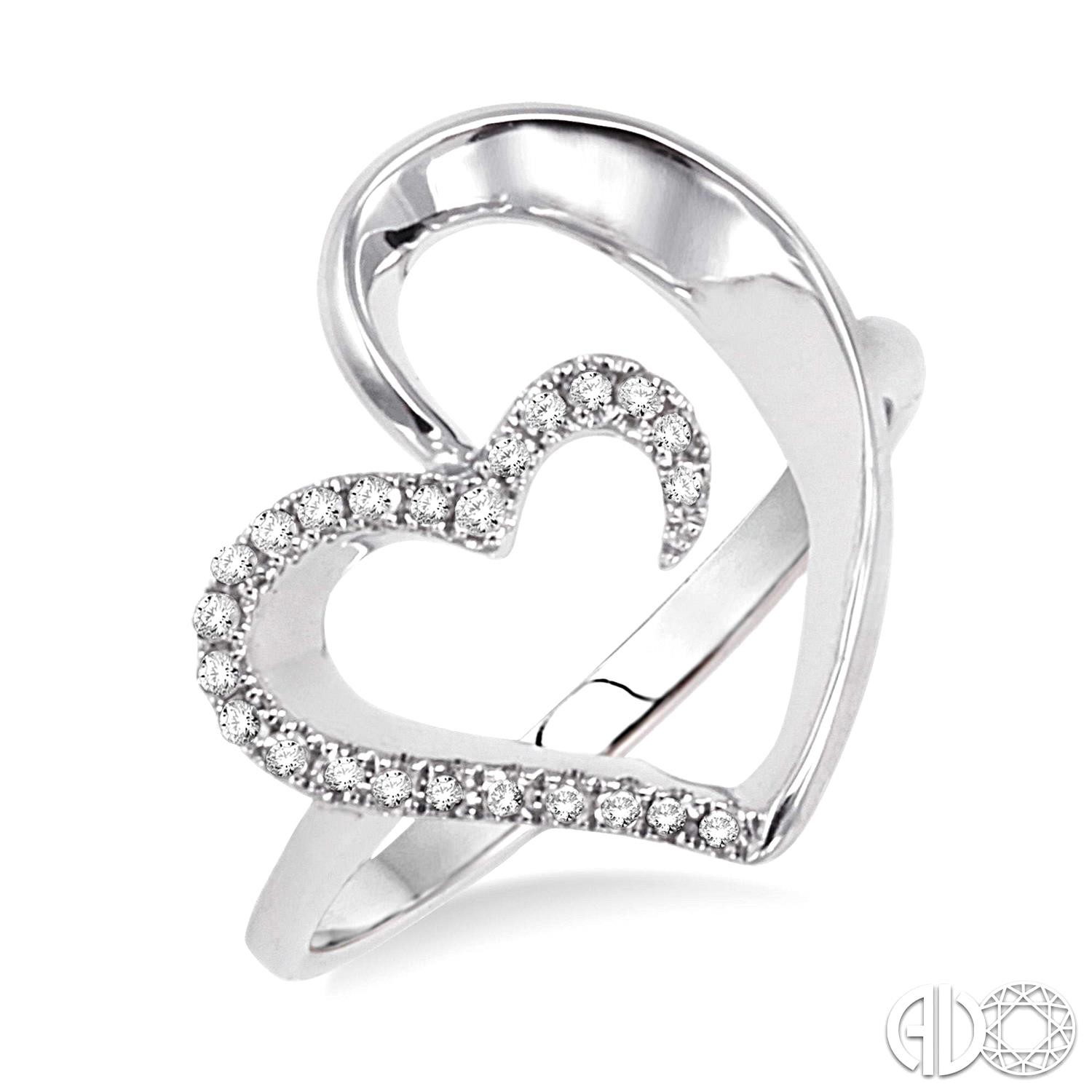 14 Karat White Gold Heart Fashion Ring With 24=0.11Tw Round Diamonds