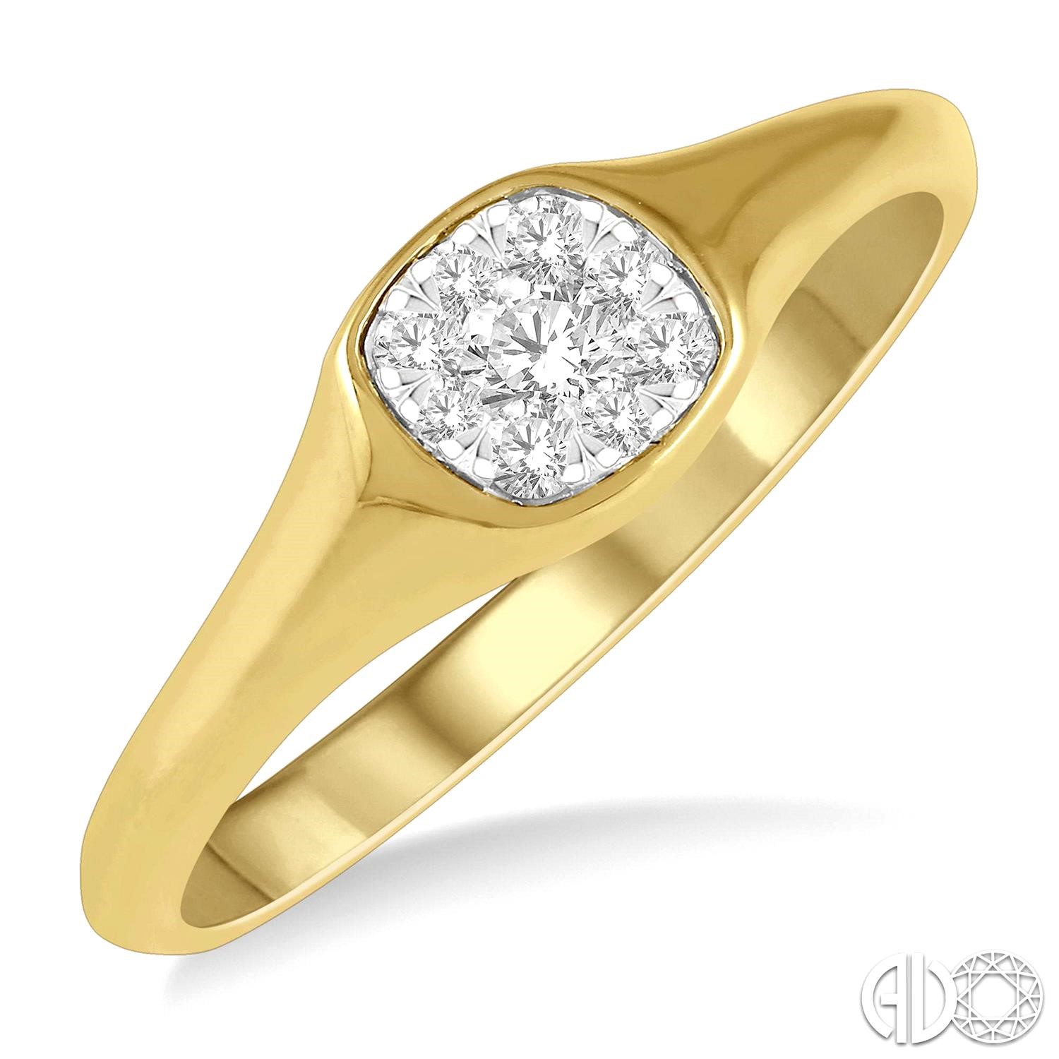 14 Karat Yellow Gold Lovebright Ring With 9=0.15Tw Round Diamonds