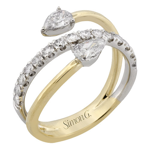 Simon G 18 Karat Yellow And White Gold Diamond Bypass Ring 0.98 Ct