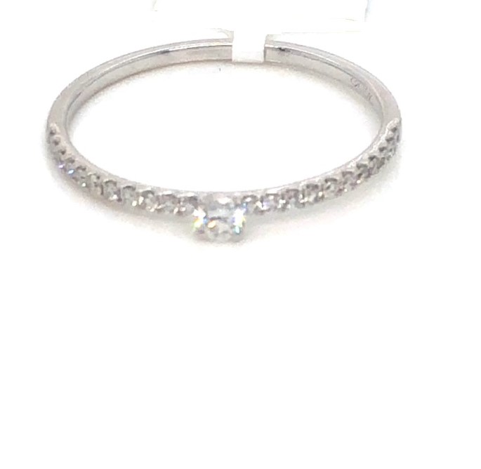 14 Karat White Gold Stackable Ring With 23=0.16Tw Round Diamonds
Ring Size: 6.25