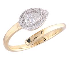 14 KaratYellow Gold  Bypass Ring With One 0.32Ct Pear Diamond And 19=0.10Tw Round Diamonds
Ring Size: 7.5