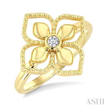 10 Karat Yellow Gold Floral Medallion Round Brilliant Cut Diamond Fashion Ring 0.05 Ct
Ring Size : 6.5