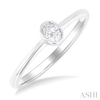 10 Karat White Gold Oval Shape Bezel Set Petite Oval Cut Diamond Fashion Ring 0.15 Ct
Ring Size : 7