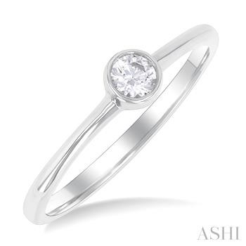 10 Karat White Gold round Shape Bezel Set Petite round brilliant Cut Diamond Fashion Ring 0.16 Ct
Ring Size : 7