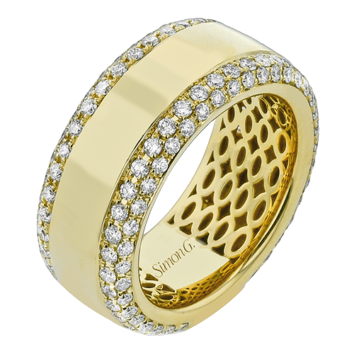 Simon G 18 Karat Yellow Gold 9.0 mm High Polish 1.20 Cts Round Brilliant Pave Set Diamond Band
size 7