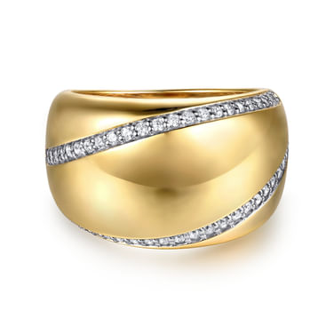 Gabriel & Co14 Karat Yellow Gold Diamond Wide Band Ring-0.31ct
Size 6.5