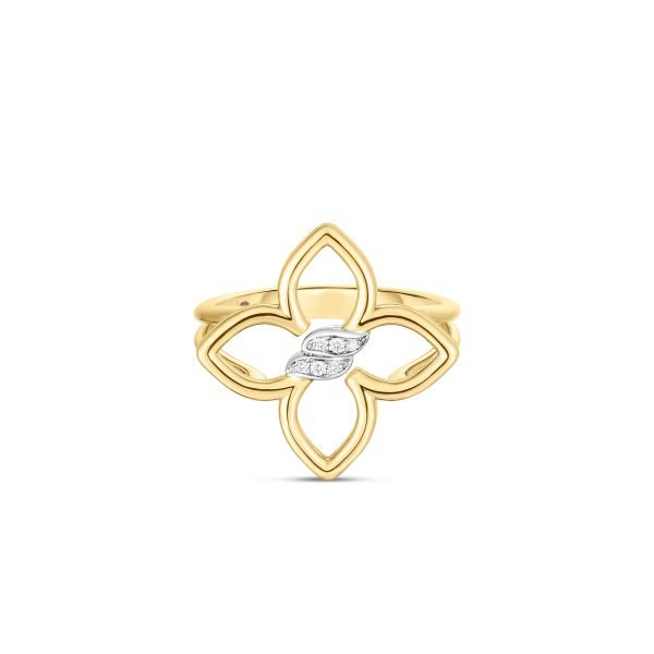Roberto Coin 18K Yellow/White Gold Cialoma Extra Small 0.02 ct Diamond Flower Ring