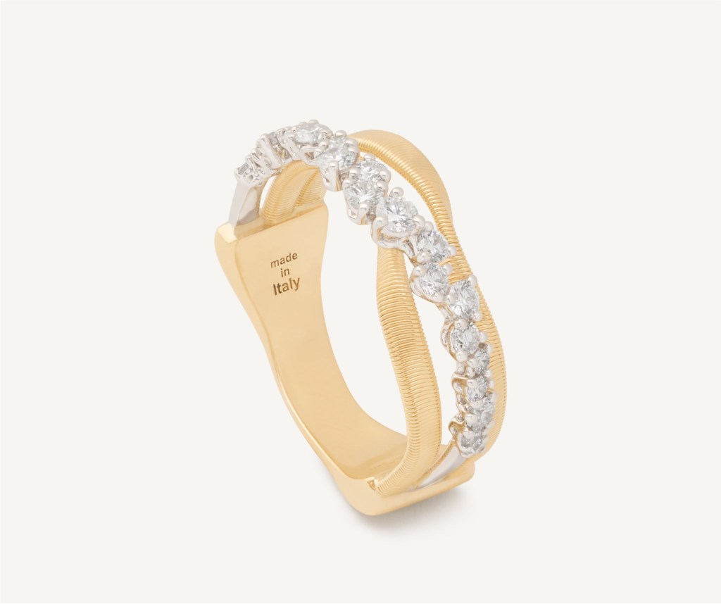 Marco Bicego 18 Karat Yelllow/White Gold 0.57 Ct Diamond Marakech Double Row Ring
Size 7