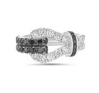 Charles Krypell 18 Karat Black And White 1.87 cts Diamond Lasso Ring
size 6.5