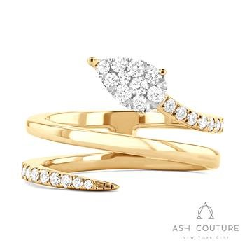 18 Karat Yellow Gold Lovebright Couture Fiori Pear Wrap Ring 0.45 ct
size 6.5