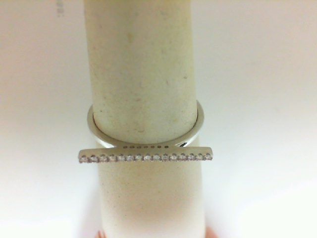 ESTATE  18 Karat White Gold Diamond Bar Fashion Ring With 0.09 Tw Round Diamonds