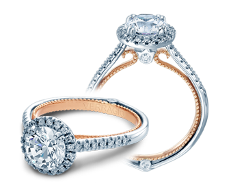 Verragio 18 Karat White/Rose Gold Couture Semi-Mount Engagement Ring With 0.30  Total Diamond Weight