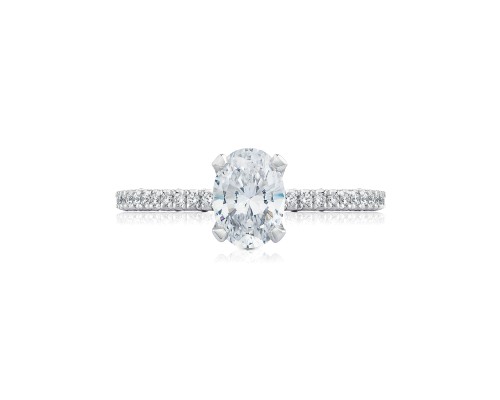 Tacori 18 Karat White Gold Petite Crescent Semi-Mount Engagement Ring With 0.23Total Diamond Weight