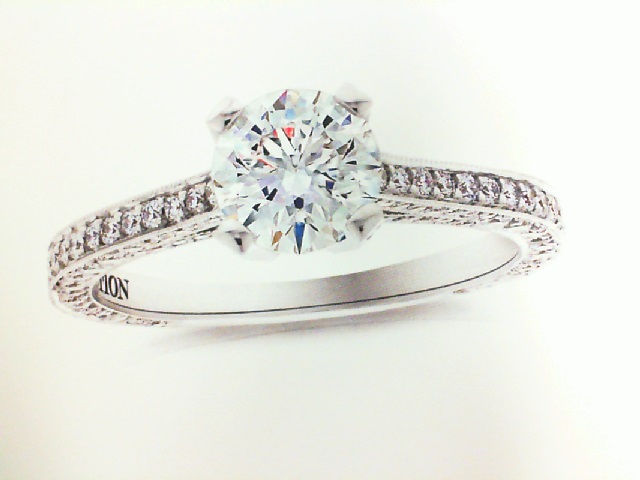 Devotion 18 Karat White Gold Semi-Mount Ring With .67Tw  Petite Round Diamonds