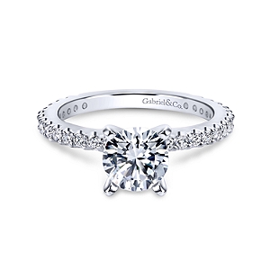 Gabriel & Co14 Karat White Gold Straightline Semi-Mount Engagement Ring 0.37 Ct