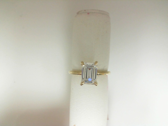 Gabriel & Co 14 Karat Yellow Gold Emerald Cut Hidden Halo Solitaire Engagement Ring 0.06 Ct