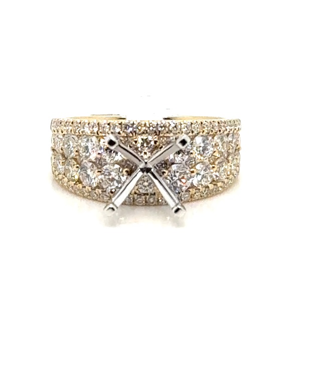 14 Karat Yellow/White Semi-Mount EngagementRing With 100=1.95Tw Round Diamonds 
Finger Size: 6.5