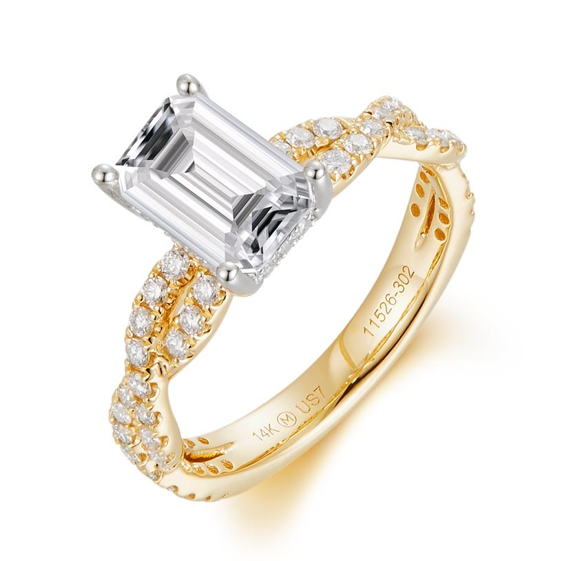 14 Karat Yellow/White Semi-Mount Ring  With 48=0.46Tw Round Diamonds And 14=0.07Tw Single Cut Diamonds 
Ring Size 7
