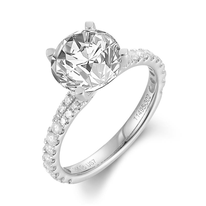 Platinum Semi-Mount Ring With 32=0.17Tw Single Cut Diamonds And 20=0.38Tw Round 
Ring Size 7