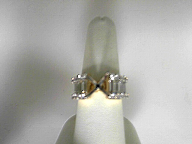 14 Karat Yellow/White Wide Semi-Mount Ring With 12=1.64Tw Baguette H/I Si1-2 Diamonds And 16=1.41Tw Round Diamonds
Center Size: 8.5MM
Size 7.5