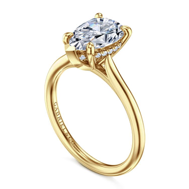 Gabriel & Co14 Karat Yellow Gold Pear Shape Solitaire With Hidden Halo Diamond Semi-Mount Engagement Ring 0.06Tw