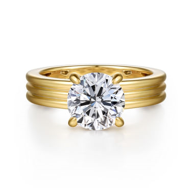Gabriel & Co 14 Karat Yellow Gold Round Diamond Hidden Halo Semi-Mount Engagement Ring 0.07Tw