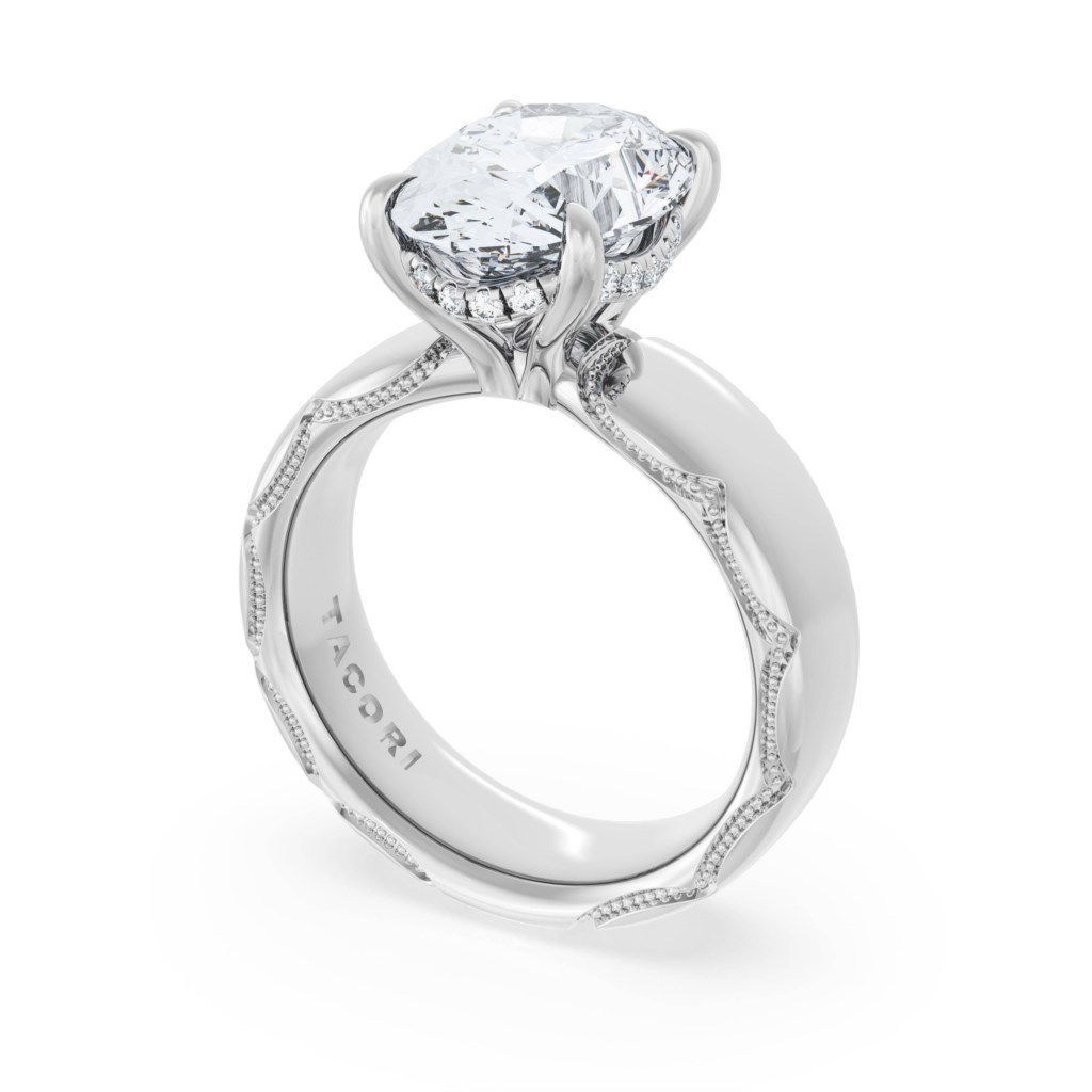 Tacori Platinum Founder's Oval Solitaire 6.0 mm Cigar Band Engagement Ring With Hidden Bloom 0.05 Ct
Size 6.5