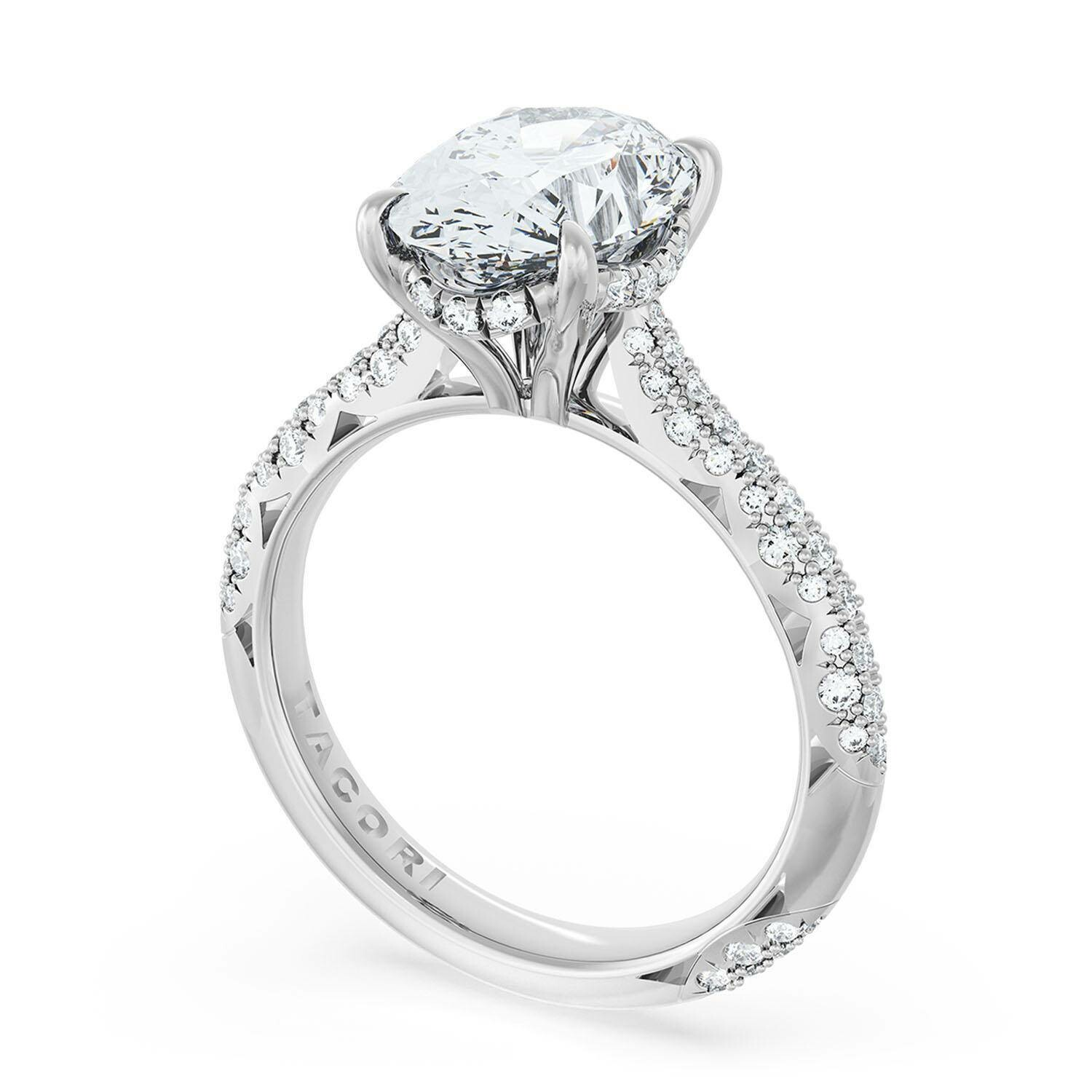 Platinum Founder's 2.5 mm Cathedral Diamond 0.51 ct Engagement Ring Setting With Hidden Bloom  1/2 Way
Size 6.5