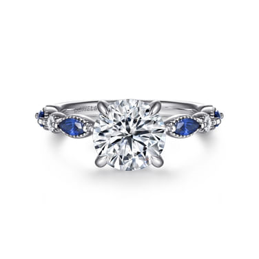 Gabriel & Co14 Karat White Gold Sapphire and Diamond Semi-Mount Engagement Ring
Sapphire Weight 0.41Ct & Diamond Weight 0.15Ct