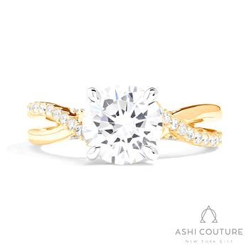 18 Karat Yellow And White Couture 0.40 ct Diamond Twist Engagement Ring Setting