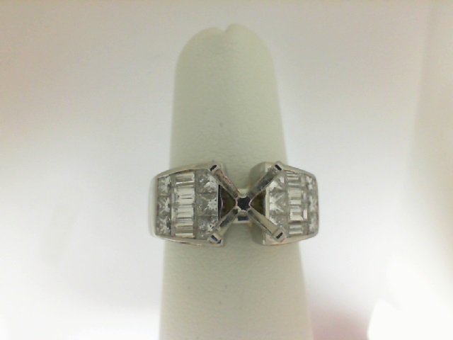 18Ky & Platinum Semi Mount Ring With 0.52Tw Baguette Diamonds And 0.85Tw Princess Diamonds