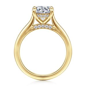 Gabriel & Co 14 Karat Yellow Gold Solitaire With Diamond Halo/Bridge 0.11 Ct