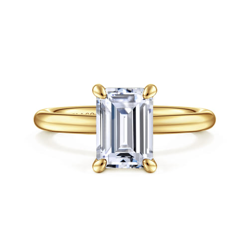 Gabriel & Co 14 Karat  Yellow Gold Emerald Cut Solitare Engagement Ring
Ring Size :6.5