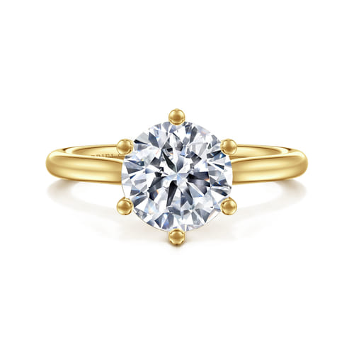 Gabriel & Co 14 Karat Yellow Gold Round Brilliant Solitaire 6 Prong Engagement Ring 
Ring Size: 6.5