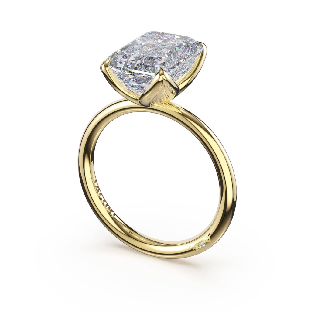 Tacori 14 Karat Yellow Gold Sculpted Crescent Radiant Sculpted Petal Prong Solitaire 0.01 Ct
Size 6.5
