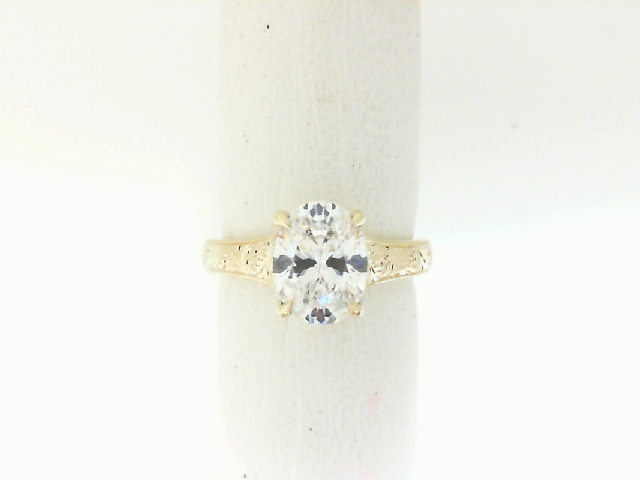 Tacori 14 Karat Yellow Gold Founder's Collection Oval Wide Band Solitaire Engagement Ring With Scroll Engraving 0.12 ct 
size 6.5